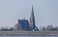 Gereformeerde kerk van Andijk. Zicht vanaf de MS Friesland.