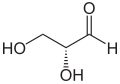 Deutsch: Struktur von D-Glycerinaldehyd English: Structure of D-glyceraldehyde