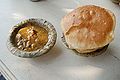 Aloo ki sabzi (Potato Curry) and Puri, typical morning snack, Varanasi.