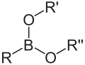 Deutsch: Allgemeine Struktur der Organoboronsäureester English: Generic structure of Boronic esters