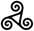 Triskelion / Triple-spiral with hollow triangle in center