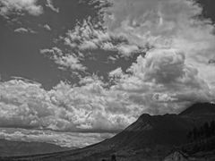 Imbabura Volcano photographed in black and white is an inactive stratovolcano in northern Ecuador.