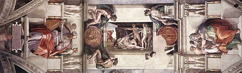 File:Michelangelo - Sistine chapel ceiling - bay 9.jpg