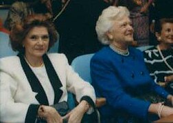 First lady of United Nations Marcela Pérez de Cuéllar, second lady of United States Barbara Bush