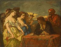 ‘Lust for Gold’ label QS:Len,"‘Lust for Gold’" label QS:Lpl,"‘Gorączka złota’" label QS:Lnl,"‘De gouddorst’" 1844. oil on canvas medium QS:P186,Q296955;P186,Q12321255,P518,Q861259 . 35 × 45 cm (13.7 × 17.7 in). Amsterdam, Rijksmuseum Amsterdam.