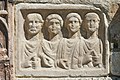 English: Roman stone relief with two couples, citizens of the Roman Empire (CSIR II/2,161) Deutsch: Nischenportraitgrabstein mit den Reliefbüsten zweier Ehepaare, Bürger des Römischen Reiches (CSIR II/2,161)