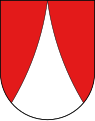 Argent chapé gules