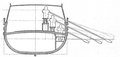 Old-fashioned and wrong cut of a trireme