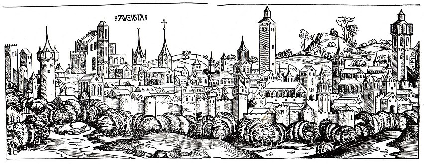 Augsburg, 1493, middle age with wall