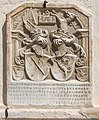 English: Epitaph (1561) for Hans Mordax (died in 1557) and his son Franz Mordax at the southern wall Deutsch: Wappengrabstein (1561) des Hans Mordax (gestorben 1557) und dessen Sohn Franz Mordax an der Südwand