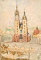 View from the town hall tower label QS:Len,"View from the town hall tower" label QS:Lpl,"Widok z wieży ratuszowej" watercolor medium QS:P186,Q22915256 , circa 1854 date QS:P,+1854-55-00T00:00:00Z/10,P1480,Q5727902