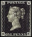 1st stamp: (One) Penny Black, 1.5.1840