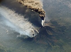 Mount Etna's 2002 eruption, photographed from space