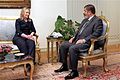 Hillary Clinton meets with Egyptian President Mohammed Morsi. July 2012