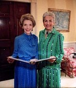 US first lady Nancy Reagan, Italian activist Maria Pia Fanfani