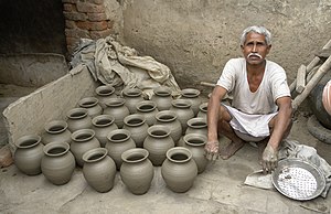 A potter and his works in Madhya Pradesh, India