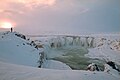 Sunset at Góðafoss in Winter