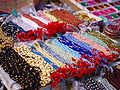 Colourful necklaces on sale at a street stall, Varanasi.