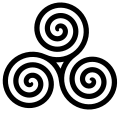 Triple spiral symbol with three single spirals (i.e., triskele).