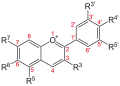 Deutsch: Allgemeine Struktur der Anthocyanidine English: General structure of anthocyanidines