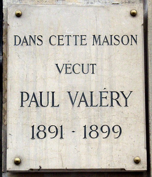 File:Plaque Paul Valéry, 12 rue Gay-Lussac, Paris 5.jpg