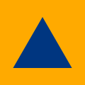 Civil Defense - An "equilateral blue triangle on an orange [back]ground"