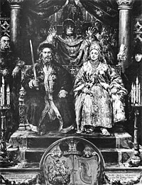 Wedding of Sviatopolk I of Kiev and daughter of Bolesław I the Brave. Jan Matejko (1982), 1892 label QS:Len,"Wedding of Sviatopolk I of Kiev and daughter of Bolesław I the Brave. Jan Matejko (1982), 1892" label QS:Lpl,"Zaślubiny Światopełka" õlimaal lõuendil medium QS:P186,Q296955;P186,Q12321255,P518,Q861259