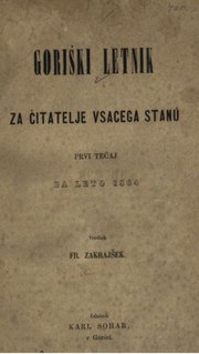 Thumbnail for File:Goriški letnik za čitatelje vsacega stanú.pdf