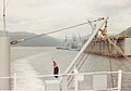 View of the Holy Loch (from where the Polaris missile originated) from the stern of L4041 HMAV Abbeville. July 1977.