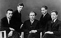 Estonian composers (left to right): Eduard Tubin, Olav Roots, Heino Eller, Karl Leichter and Alfred Karindi