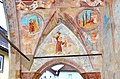 English: Late Gothic fresco paintings at the loggia`s interior west wall Deutsch: Spätgotische Freskomalereien an der inneren Loggia-Westwand