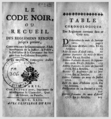 Code Noir Prault 1742, Titre et table des matières par ordre chronologique