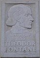 Memorial plaque for Theodor Fontane in the town center