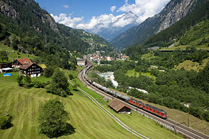 Gotthard railway near Gurtnellen, Switzerland