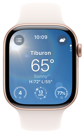 Een Apple Watch-scherm met de Weer-app