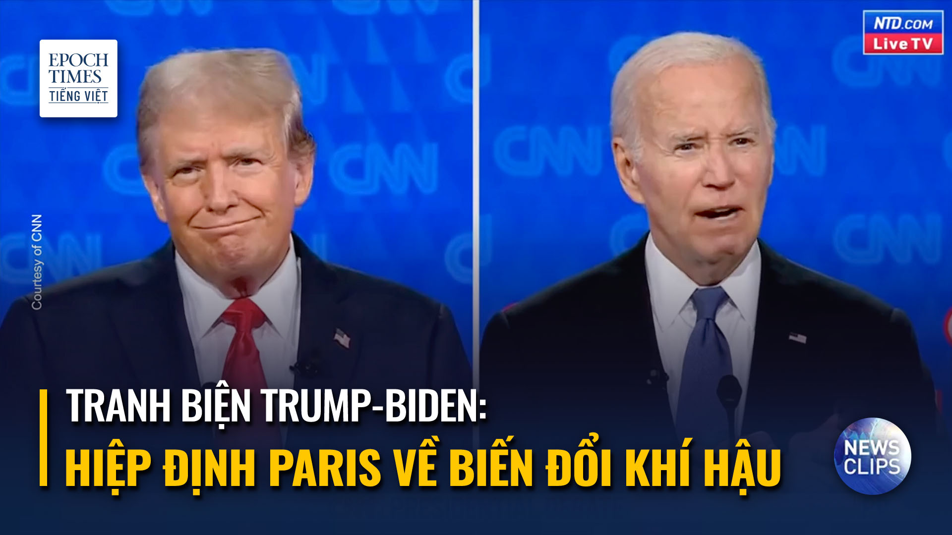 Ông Trump và ông Biden tranh biện về việc ký Hiệp định Paris về Biến đổi Khí hậu