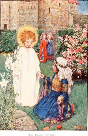 [英]埃莉諾‧福特斯庫－布里克岱（Eleanor Fortescue-Brickdale, 1871/2—1945），《匈牙利的聖伊麗莎白的故事》（Story of St. Elizabeth of Hungary）插圖。（公有領域）