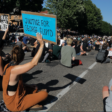 Demonstrators gather at the Minnesota governor's mansion Monday, June 1, 2020, in St. Paul, Minn. Protests continued following the death of George Floyd, who died after being restrained by Minneapolis police officers on Memorial Day. 