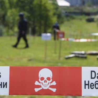 Members of a special demining unit of the State Emergency Service of Ukraine searching for landmines in Horenka, Kyiv oblast, May 27, 2022. 