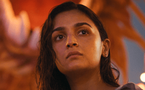 Close up of actor Alia Bhatt in 'Jigra'