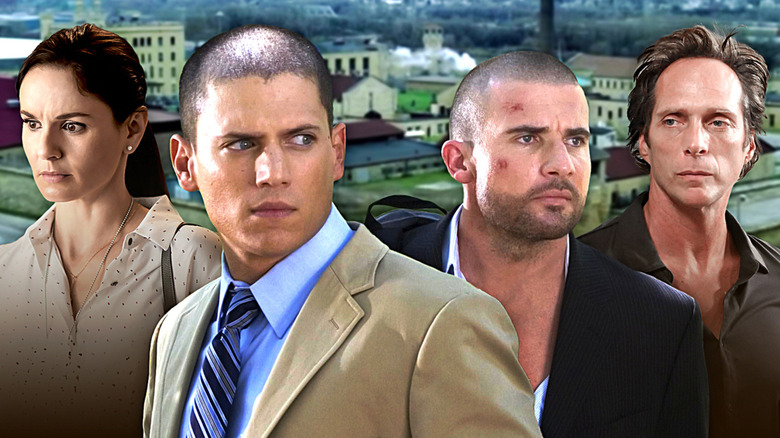 A collage of Sara, Michael, Lincoln, and Mahone on Prison Break