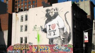 A mural in New York thought to be the work of Banksy reflected the city’s close association with rats