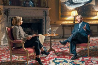 Ruth Wilson as Emily Maitlis and Michael Sheen as Prince Andrew in the latest retelling of their infamous interview, A Very Royal Scandal