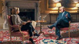 Ruth Wilson as Emily Maitlis and Michael Sheen as Prince Andrew in the latest retelling of their infamous interview, A Very Royal Scandal