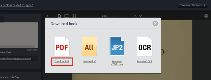 download pdf option in bhl