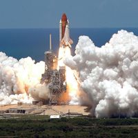 July, 2006, Launch of Space Shuttle Discovery STS-121. See attached for full caption information.