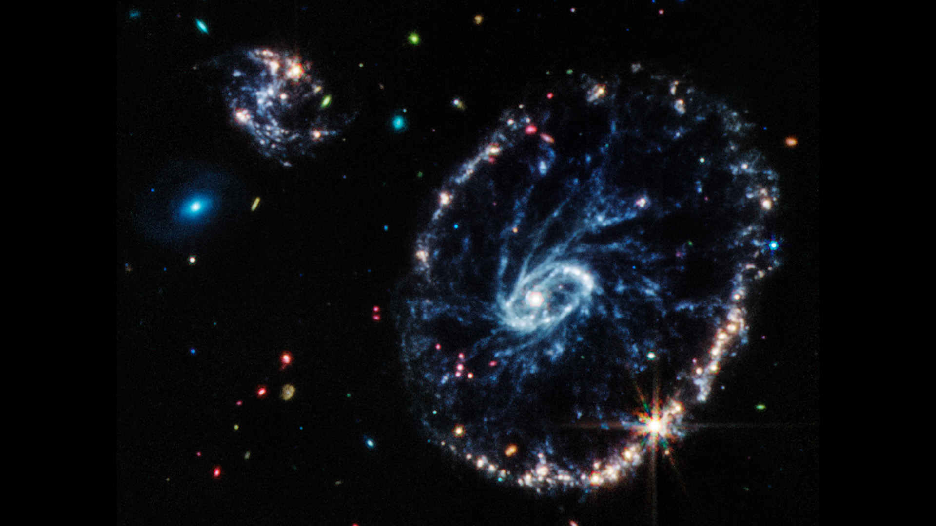 James Webb Space Telelscope's MIRI camera reveals areas rich in hydrocarbons and silicate dust.