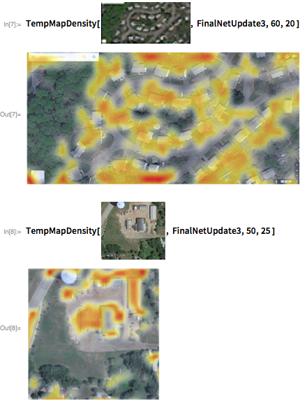 Heat maps showing building locations in images