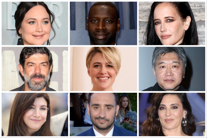 L-R: Lily Gladstone, Omar Sy, Eva Green, Pierfrancesco Favino, Greta Gerwig, Hirokazu Kor-eda, Ebru Ceylan, J.A. Bayona, Nadine Labaki