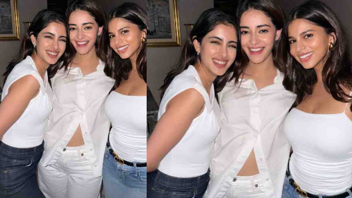 Suhana Khan Ananya Panday and Navya Naveli Nanda twinning in white outfits